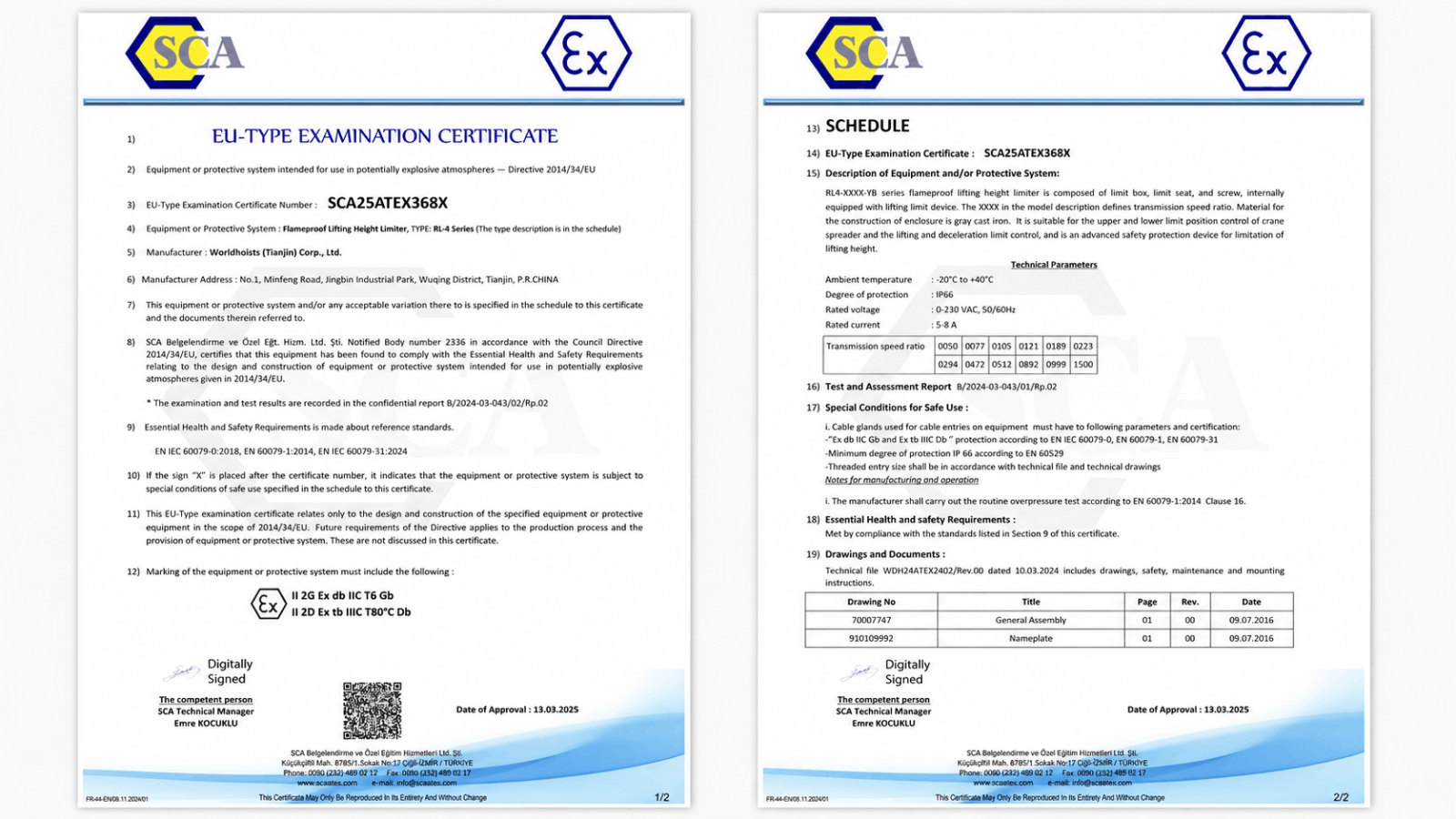 07 Explosion-proof Electric Control Box H-BXP02- EU-Type Examination Certificate and Annexes SCA24AT