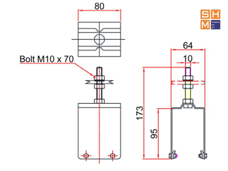 Kẹp cố định (fixing clamp) ray điện hộp kín LCL Hàn Quốc