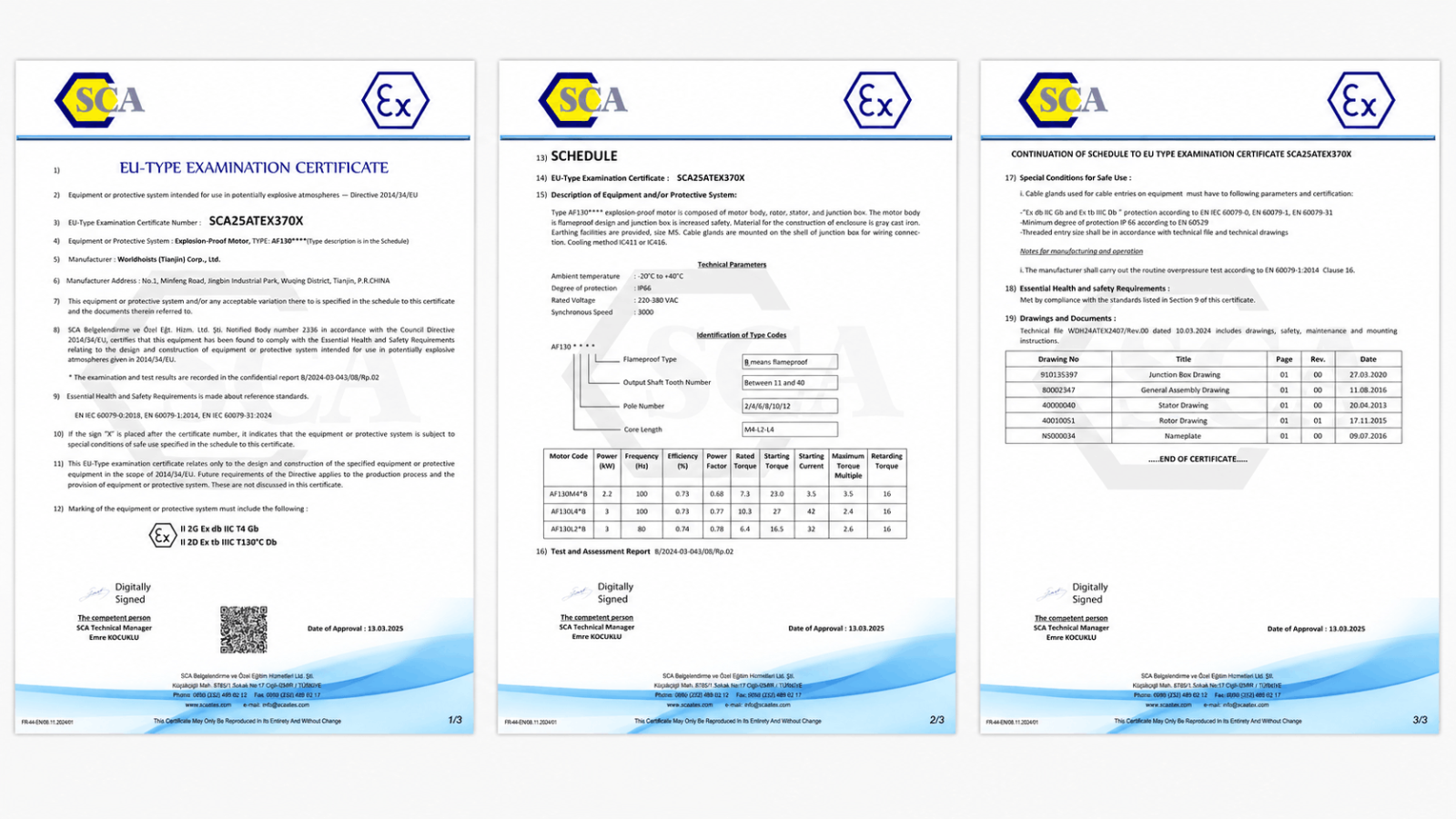 AF245 EU-Type Examination Certificate and Annexes SCA24ATEX331X (2025.3.13-2035.3