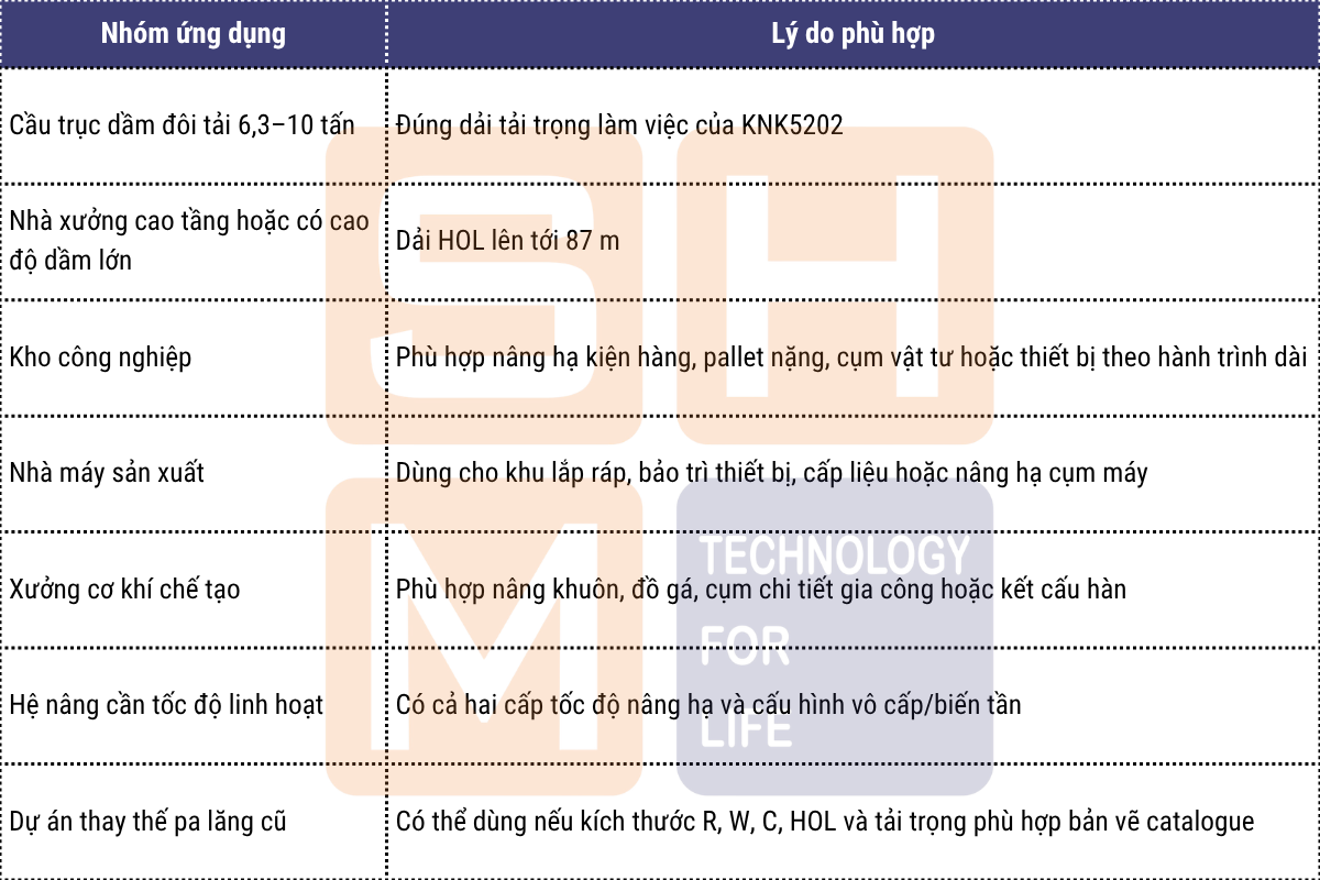 Ứng dụng phù hợp tại Việt Nam - pa lăng dầm đôi WorldHoists KNK5202