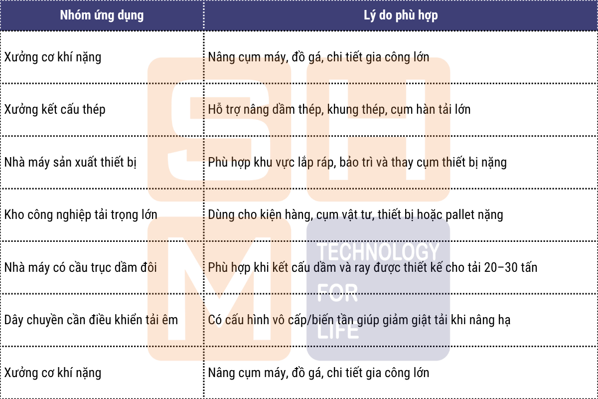 Ứng dụng phù hợp tại Việt Nam - pa lăng dầm đôi WorldHoists KNK5206