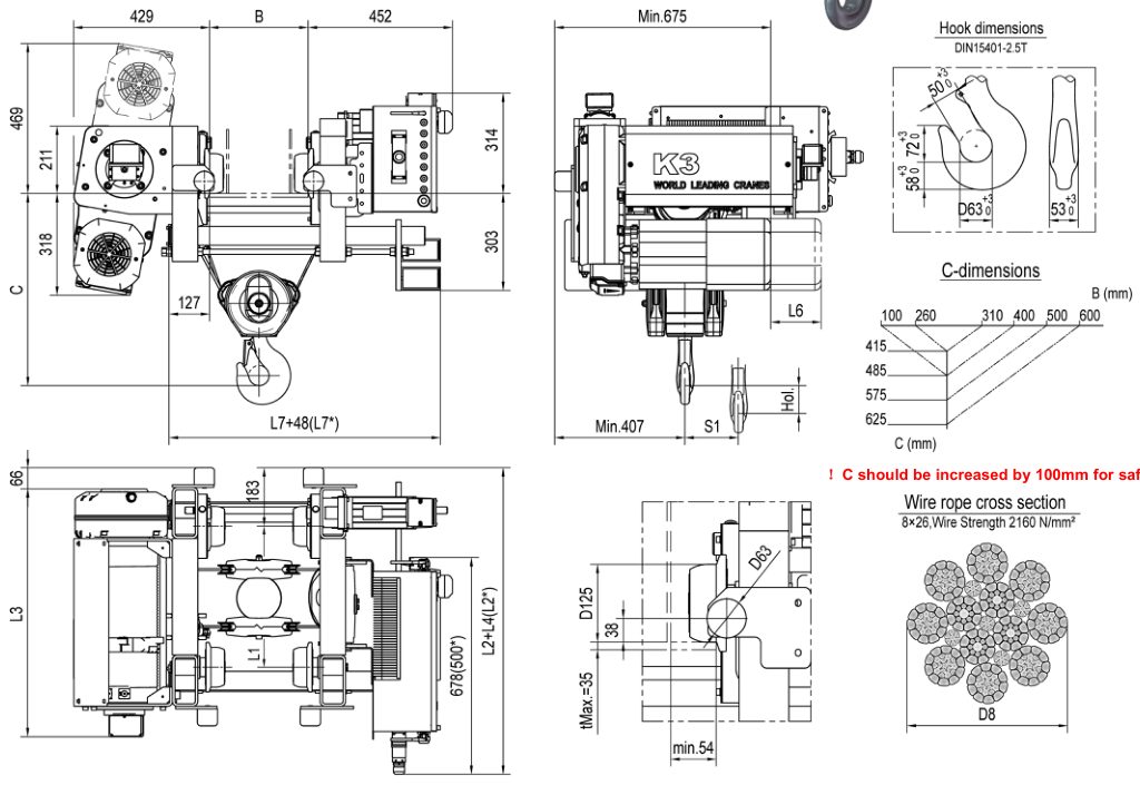 World Hoist KNK3104 pa lăng dầm đơn dưới tiêu chuẩn