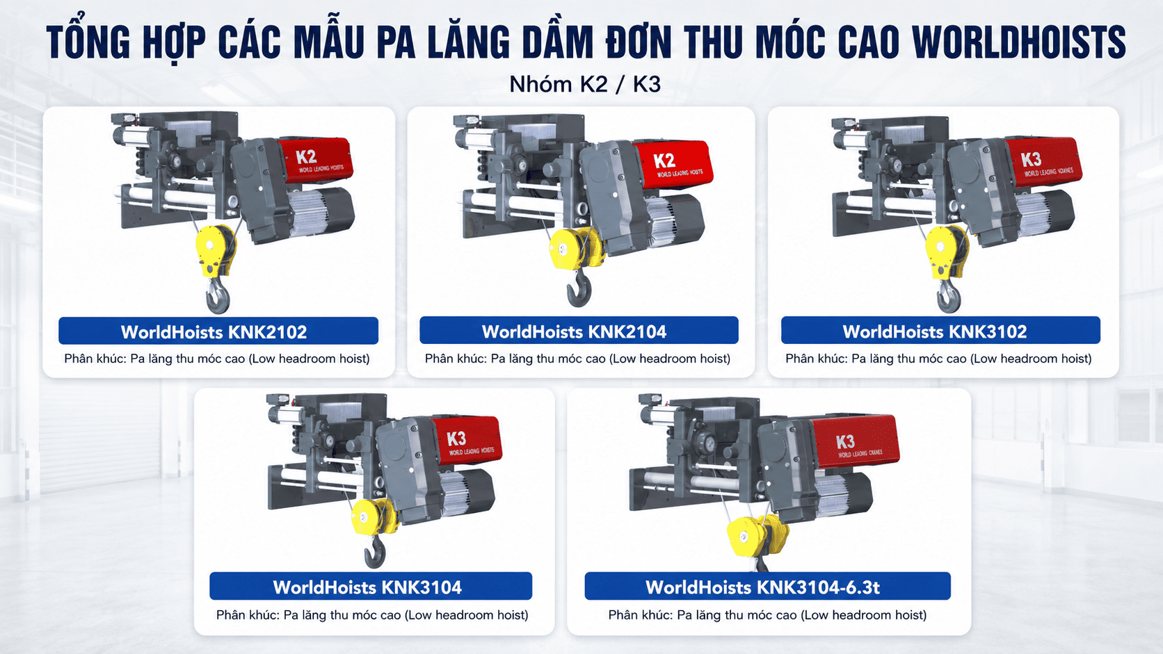 Các dòng sản phẩm pa lăng WorldHoists: Phân loại, ứng dụng và cách chọn