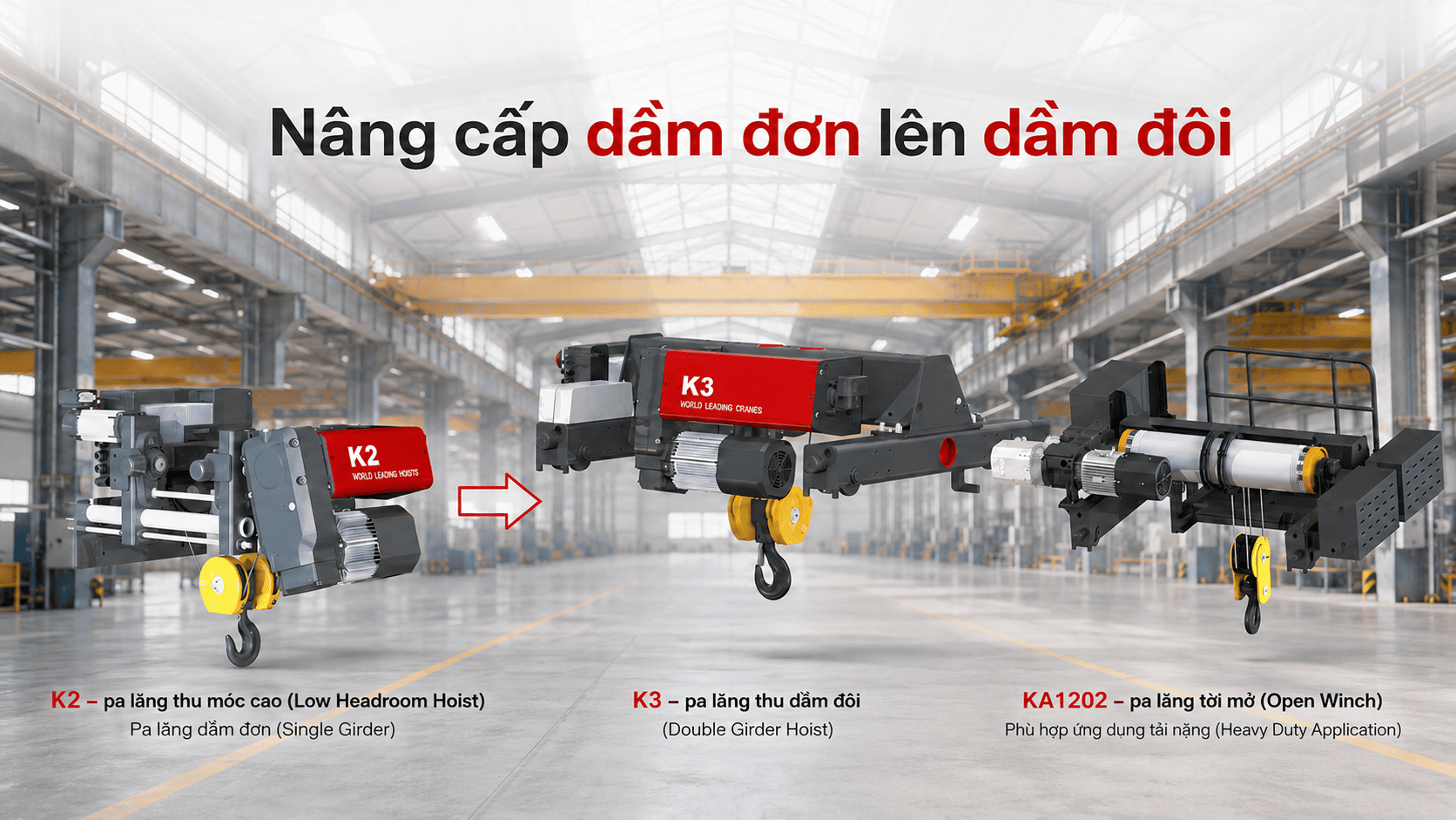Nâng cấp cầu trục dầm đơn lên dầm đôi: Quy trình, chi phí và lưu ý kết cấu nhà xưởng