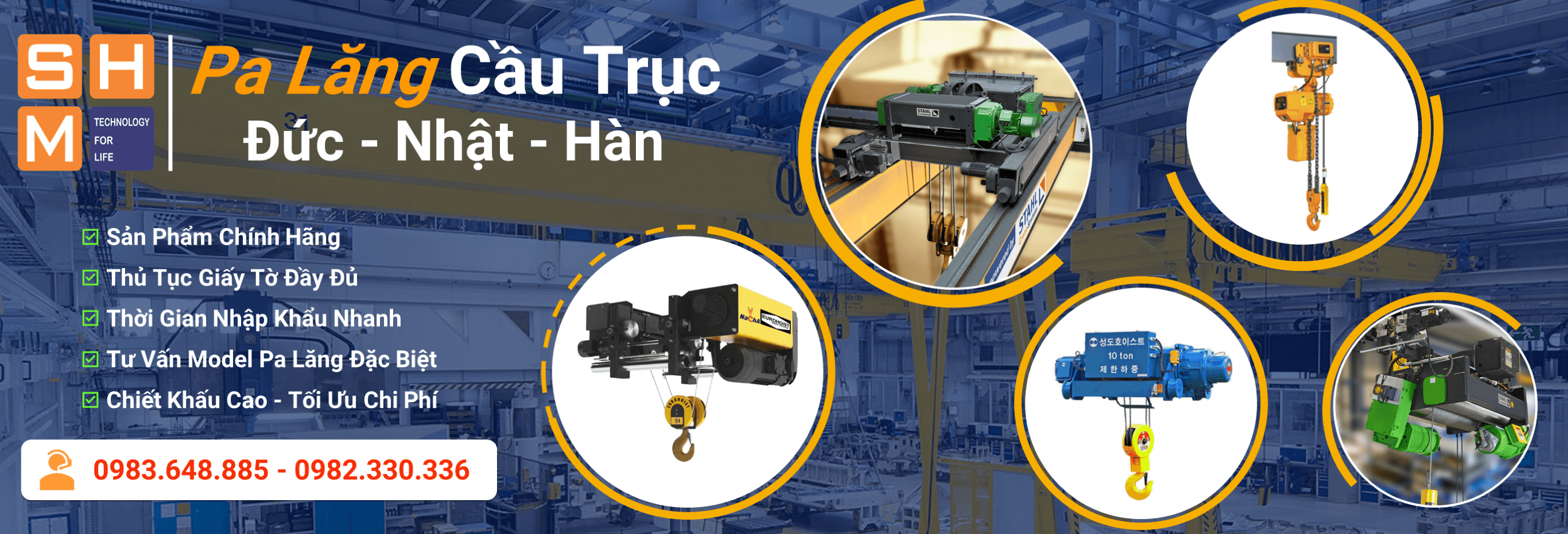 SHM phân phối các loại pa lăng cầu trục chất lượng hàng đầu Việt Nam